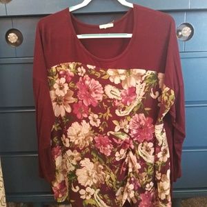 Maroon floral blouse